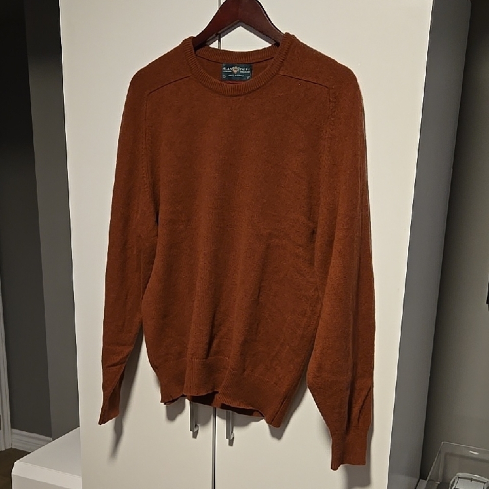 Alan Paine Pure Lambswool Burnt Orange Crewneck Sweater